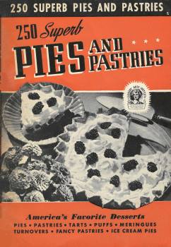 Superb Pies and Pastries recipes were collected by The Culinary Institute Of America.  Creative recipes are proof that whatever you may have in your fridge or pantry can be made into a pie.  There are many illustrative photographs of techniques that show the completed product.  Consolidated Book Publishers Chicago 1940