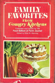  Family Favorites from Country Kitchens: A Collection of Outstanding Recipes from the Best Cooks in the Country.  recipes by the food editors of Farm Journal.   Family deserts, casseroles, meats, vegetable dishes, and more. recipes for homemade jams, jellies, and relishes Doubleday & Company ISBN-13: ‎978-0385050951
