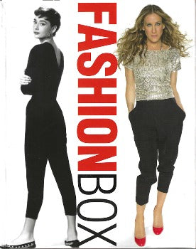 Fashion Box by Antonio Mancinelli 2011  https://dbliss.ca/products/fashion-box-by-antonio-mancinelli-2011-02-01  Fashion Box celebrates 16 of these essential items and showcases photographs of the iconic women who wore them well: Marilyn Monroe and jeans. Ursula Andress and the bikini. Grace Kelly and the Twinset. Angelina Jolie, Sarah Jessica Parker, Scarlett Johansson. Abrams.ISBN: 978-0810997547