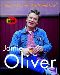  Happy Days with the Naked Chef is filled with salads, pastas, meat, fish, breads, and desserts for all occasions. In 'Comfort Grub' Jamie gives you his contemporary twists on old favourites,  is all about involving your kids in your cooking, like having them squash fresh tomatoes 