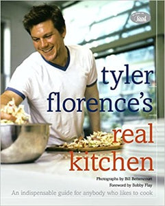 In Tyler Florence’s Real Kitchen, cold fried chicken, a perfect meatloaf, or lasagna. Steamed Mussels with Saffron and Tomato.  barbecue with burgers spiced horseradish and Havarti cheese. Soft Scrambled Eggs with Salmon and Avocado and  dim sum)  Hong Kong Crab Cakes with Baby Bok Choy), party food and cocktails, 