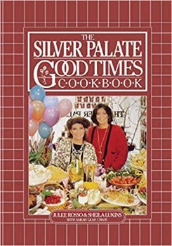 The Silver Palate Good Times Cookbook, Julee Rosso and Sheila Lukins celebration menus 450 recipes soups entrees vegetables, salads, cheese, souffles, and desserts Holiday season Christmas Day, New Year's. Paperback: 416 pagesPublisher: Workman 1985 ISBN-13: 978-0894808319  17.8 x 2.4 x 25.4 cm Shipping Weight: 924 g