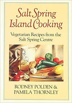Salt Spring Island Cooking presents 200+ vegetarian recipes and illustrated with B/W drawings and photographs. Peasant Pie, Falafel Sauce, Ginger Noodles, Hamsa Cream, Yewello Ambasha, Wacky Cake and Sharada's Mom's Fresh Pear Cakes are some of the recipes are presented.  ISBN-13: 978-0771591945 