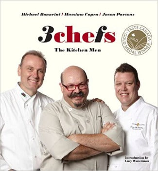 3 Chefs Kitchen Men Michael Bonacini Massimo Capra, Jason Parsons 2014 Taste Canada Gold Medal appetizers desserts 126 recipes Hardcover: 288 pages  Black Walnut Media  ISBN-13: 978-1897330722