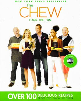 The Chew - Chef Mario Batali; Iron Chef's Michael Symon; Top Chef's Carla Hall; What Not to Wear's Clinton Kelly; and and nutritionist Daphne Oz. celebrates life through food, with a group of dynamic, and engaging cooking and home entertaining to food trends, restaurants The book features 100 recipes, divided into seasons, as well as nutrition and entertaining tips and behind the scenes dish from the show. It mirrors the aesthetic of the show with food shots and photos from the set. 