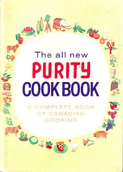 https://dbliss.ca/products/copy-of-the-new-purity-cook-book-the-complete-guide-to-canadian-cooking-by-anna-lee-scott-1965  Besides the expected recipes for Cakes and Cookies, Pastry and Pies, and Breads contents include recipes for Appetizers and Snacks, Meat, Fish, Poultry, Barbecue, Main Dishes, Vegetables, Preserving, and Desserts and Sauces. Colour plates, B&W photos and illustrations complete the instructions.
