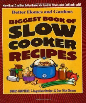 Biggest Book of Slow Cooker Recipes contains hundreds of recipes and informative tips for time-crunched cooks. Recipes for appetizers, beverages, soups, stews, main dishes, and desserts. Bonus chapters offer 5-ingredient recipes and one-dish meals. Plenty of timesaving tips and advice for smoother meal prep. 